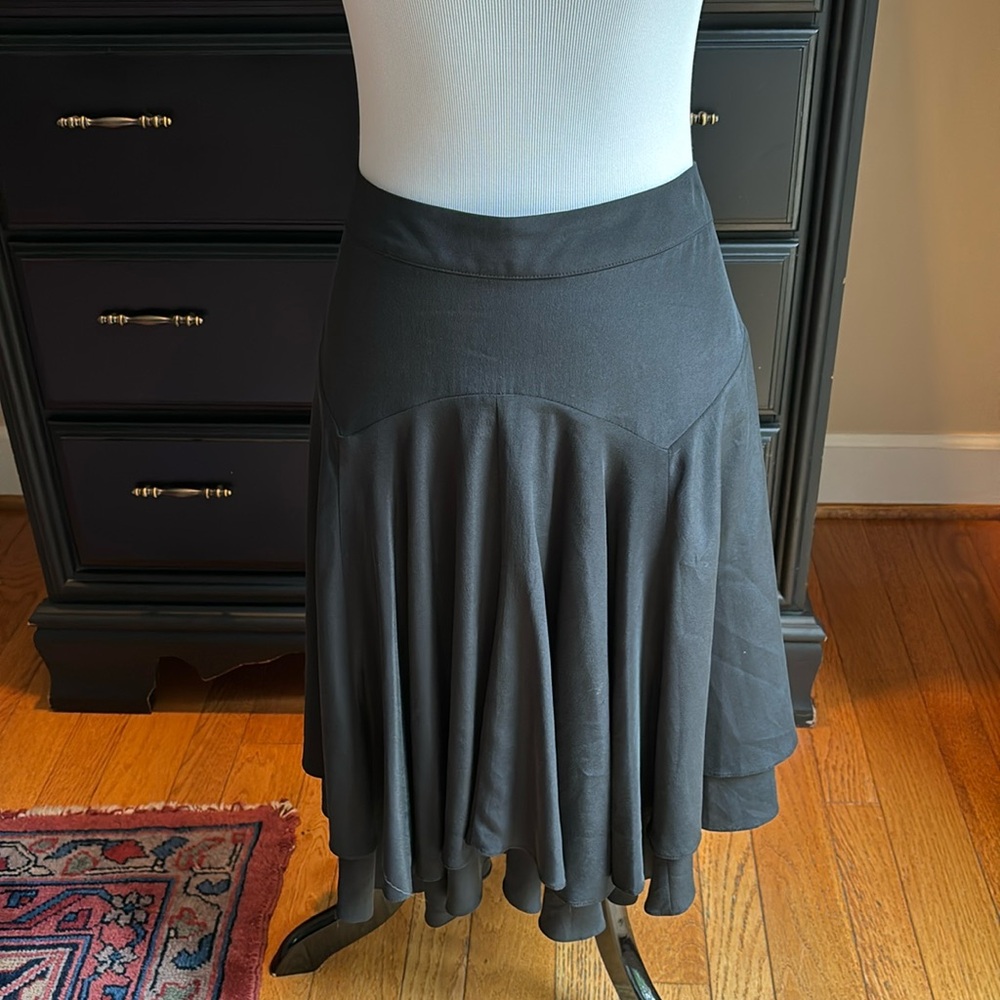 REBECCA TAYLOR Black Silk Ruffled Skirt Size 10